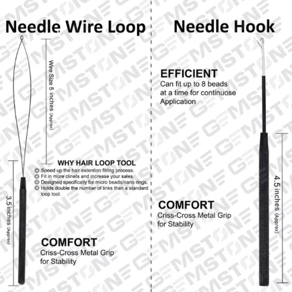 Matt Black Hair Extensions Plier Hook Tools Kit For Micro Nano Rings Fitting Box - Picture 4 of 10